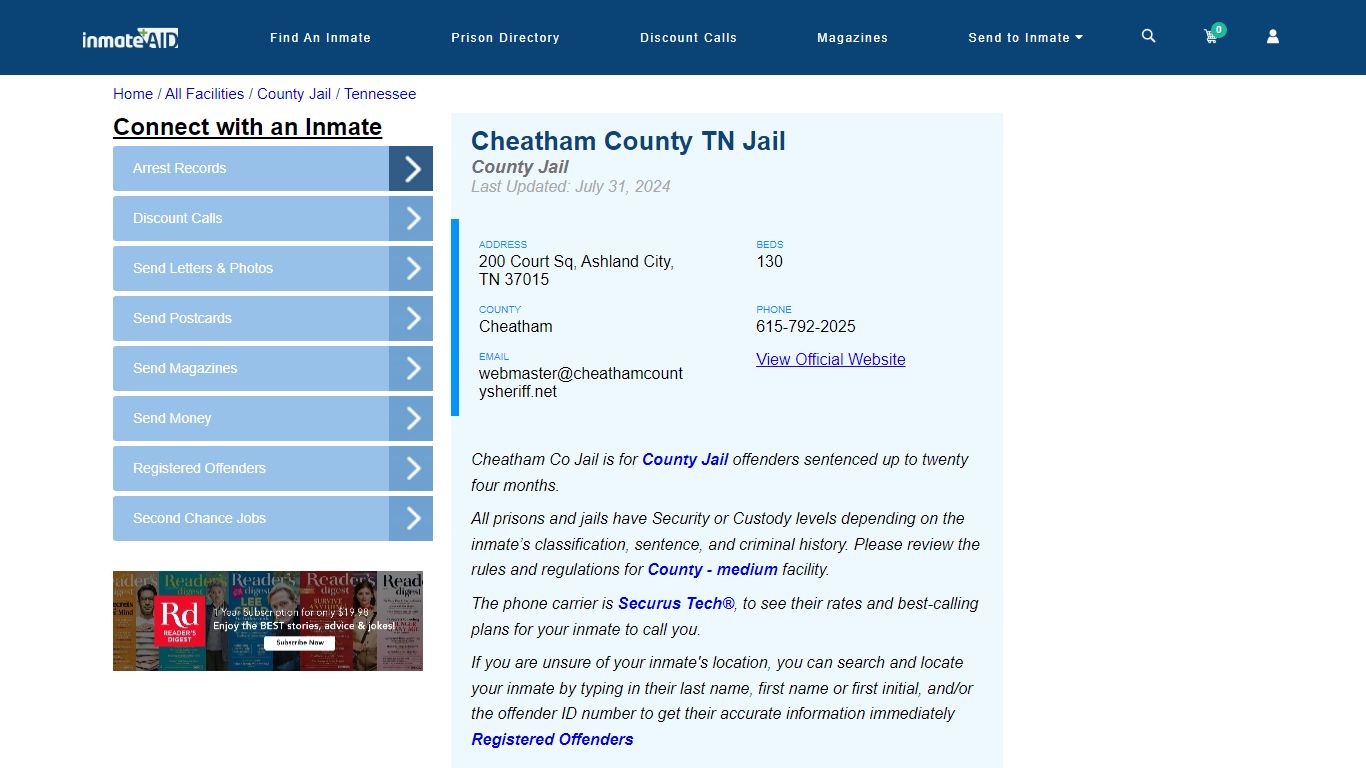 Cheatham County TN Jail - Inmate Locator